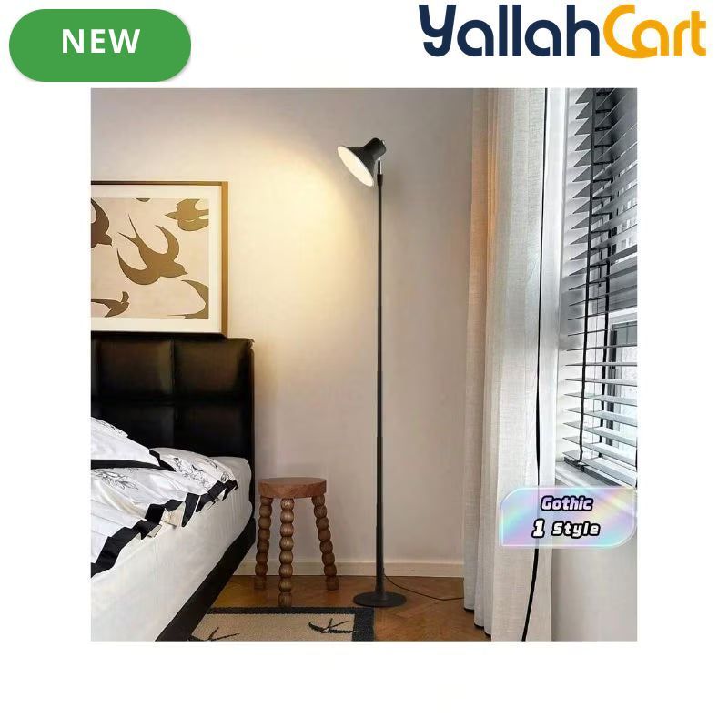1pc Modern Floor Lamp - Black, USB Powered Dimmable Pole Lamp, Adjustable Height, Built-In USB Port, Downlight Design, Plug-and-Play Table & Floor Lamp for Living Room, Bedroom, Desk & Office