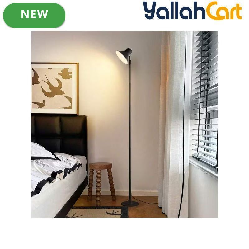 1pc Modern Floor Lamp - Black, USB Powered Dimmable Pole Lamp, Adjustable Height, Built-In USB Port, Downlight Design, Plug-and-Play Table & Floor Lamp for Living Room, Bedroom, Desk & Office
