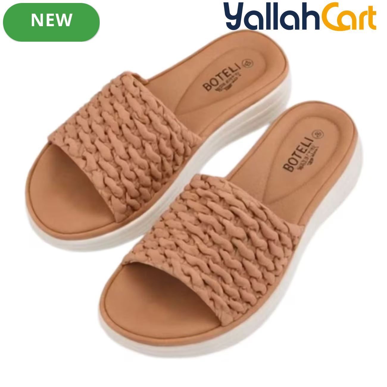 Women’s Ruched Platform Slide Sandals – Open-Toe Wedge Shoes with Braided Straps