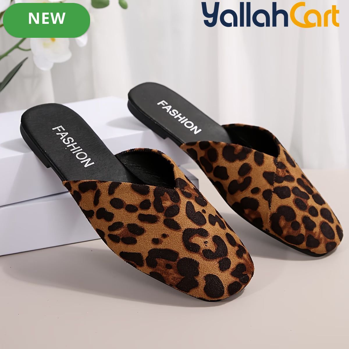 Women’s Leopard Print Slip-On Shoes – Cushioned Flat Sandals with TPR Sole