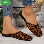 Women’s Leopard Print Slip-On Shoes – Cushioned Flat Sandals with TPR Sole