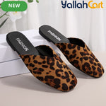 Women’s Leopard Print Slip-On Shoes – Cushioned Flat Sandals with TPR Sole