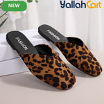 Women’s Leopard Print Slip-On Shoes – Cushioned Flat Sandals with TPR Sole