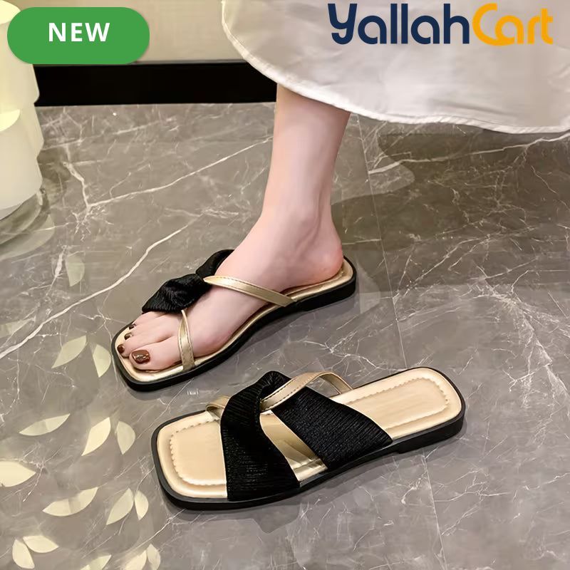 Women’s Minimalist Open-Toe Flat Sandals – Lightweight Slip-On Beach Shoes