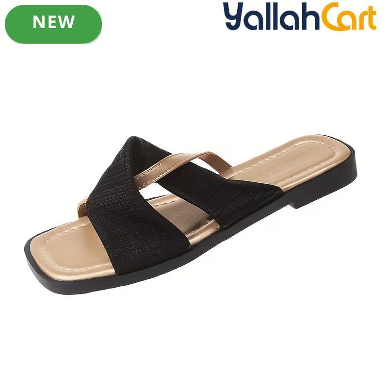 Women’s Minimalist Open-Toe Flat Sandals – Lightweight Slip-On Beach Shoes