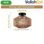 Handwoven Rattan Basket Lamp Shade - Natural Brown, Woven Pendant Light Cover, Traditional Decorative Lampshade, Ambient Lighting Decor for Bedroom, Kitchen, Living Room & Rustic Spaces