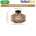 Handwoven Rattan Basket Lamp Shade - Natural Brown, Woven Pendant Light Cover, Traditional Decorative Lampshade, Ambient Lighting Decor for Bedroom, Kitchen, Living Room & Rustic Spaces