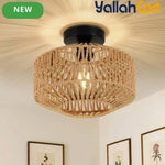 Handwoven Rattan Basket Lamp Shade - Natural Brown, Woven Pendant Light Cover, Traditional Decorative Lampshade, Ambient Lighting Decor for Bedroom, Kitchen, Living Room & Rustic Spaces