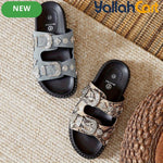 Women’s Chunky Platform Sandals – Open-Toe Retro Punk Shoes with Gold Buckle