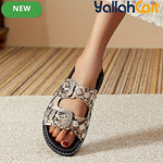 Women’s Chunky Platform Sandals – Open-Toe Retro Punk Shoes with Gold Buckle