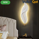 Modern Large Feather LED Wall Light - White, Remote Control, Semi-Recessed Ambient Sconce, Glass Shade, Decorative Wall-Mounted Light Fixture for Entrance Hall, Corridor, Aisle & Home