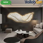 Modern Large Feather LED Wall Light - White, Remote Control, Semi-Recessed Ambient Sconce, Glass Shade, Decorative Wall-Mounted Light Fixture for Entrance Hall, Corridor, Aisle & Home