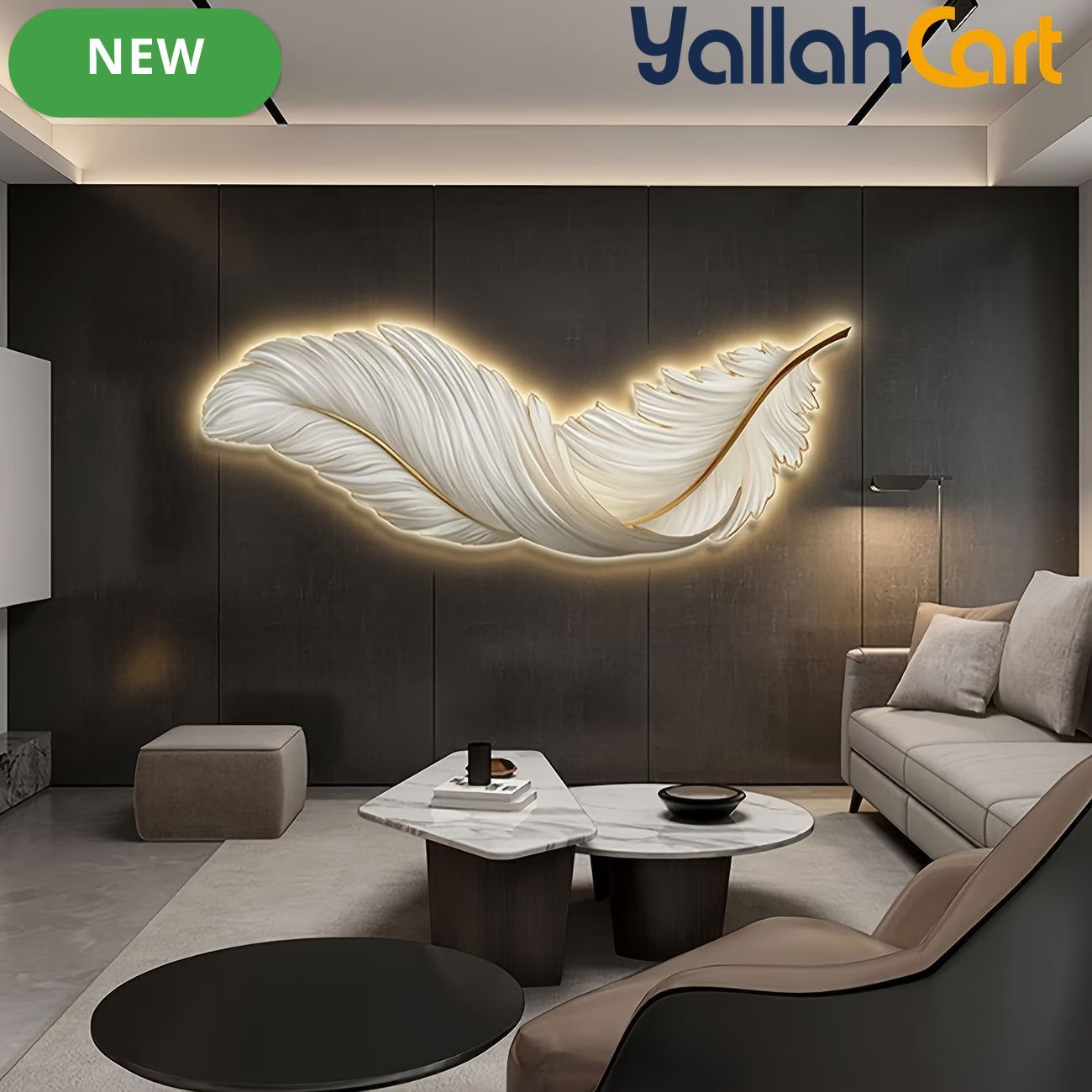 Modern Large Feather LED Wall Light - White, Remote Control, Semi-Recessed Ambient Sconce, Glass Shade, Decorative Wall-Mounted Light Fixture for Entrance Hall, Corridor, Aisle & Home