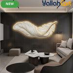 Modern Large Feather LED Wall Light - White, Remote Control, Semi-Recessed Ambient Sconce, Glass Shade, Decorative Wall-Mounted Light Fixture for Entrance Hall, Corridor, Aisle & Home