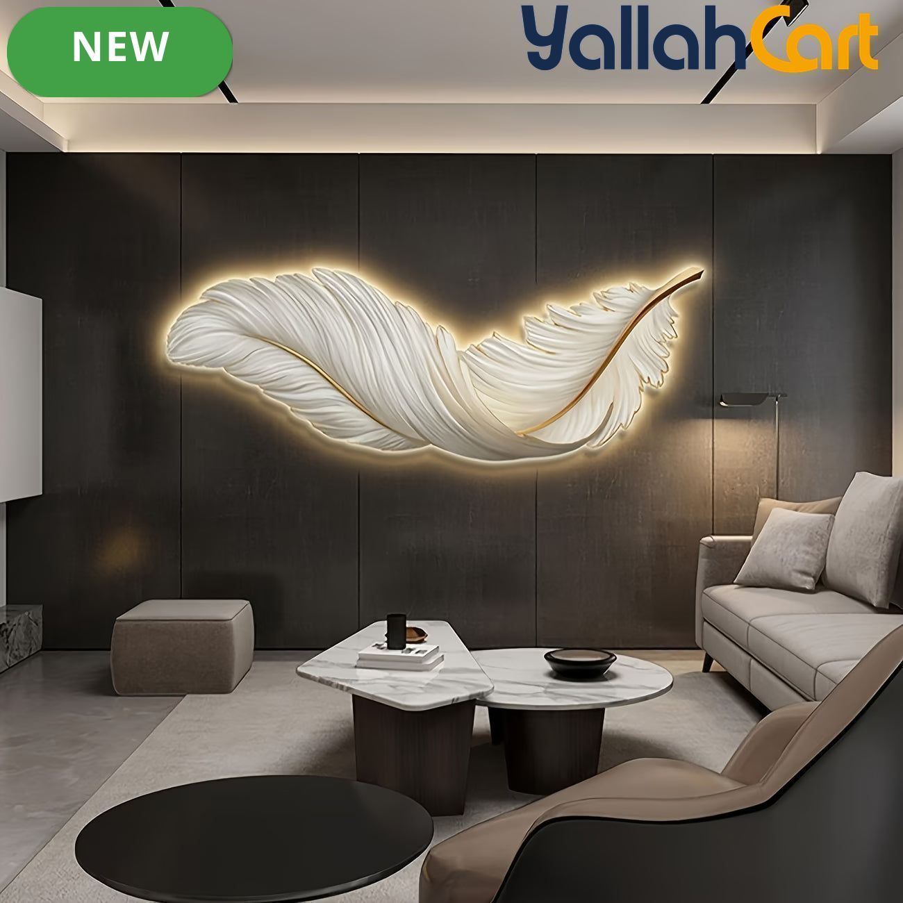 Modern Large Feather LED Wall Light - White, Remote Control, Semi-Recessed Ambient Sconce, Glass Shade, Decorative Wall-Mounted Light Fixture for Entrance Hall, Corridor, Aisle & Home