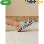 Women’s Denim Rhinestone Sandals – Tassel Low-Heel Summer Shoes
