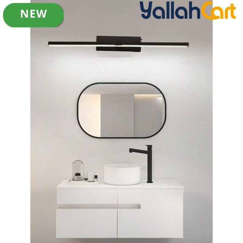 Rechargeable Mirror Wall Lights - Black, 2pcs 40cm Modern Wall Lamps with Remote Control, Wireless USB Powered LED Lighting, Luxury Home Decor for Bathroom, Living Room, Hallway, Dining Room & Cabinet