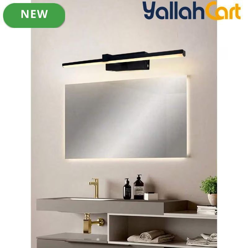 Rechargeable Mirror Wall Lights - Black, 2pcs 40cm Modern Wall Lamps with Remote Control, Wireless USB Powered LED Lighting, Luxury Home Decor for Bathroom, Living Room, Hallway, Dining Room & Cabinet