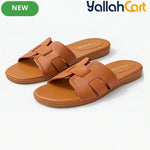 Women’s Low-Heel Slide Sandals – Cut-Out H-Strap Open-Toe Casual Shoes