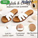 Women’s Low-Heel Slide Sandals – Cut-Out H-Strap Open-Toe Casual Shoes