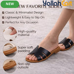 Women’s Low-Heel Slide Sandals – Cut-Out H-Strap Open-Toe Casual Shoes