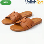 Women’s Low-Heel Slide Sandals – Cut-Out H-Strap Open-Toe Casual Shoes
