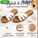 Women’s Low-Heel Slide Sandals – Cut-Out H-Strap Open-Toe Casual Shoes