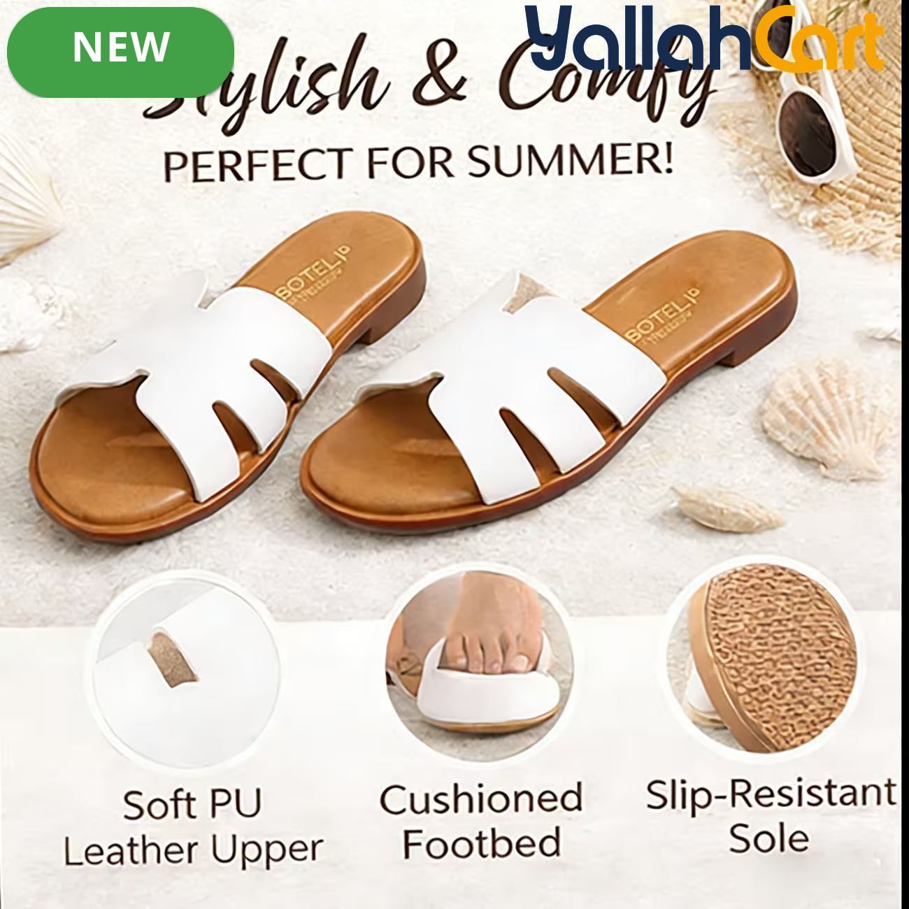 Women’s Low-Heel Slide Sandals – Cut-Out H-Strap Open-Toe Casual Shoes