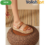 Women’s Buckle Studded Flat Sandals – Vintage Open-Toe Ankle-Strap Shoes