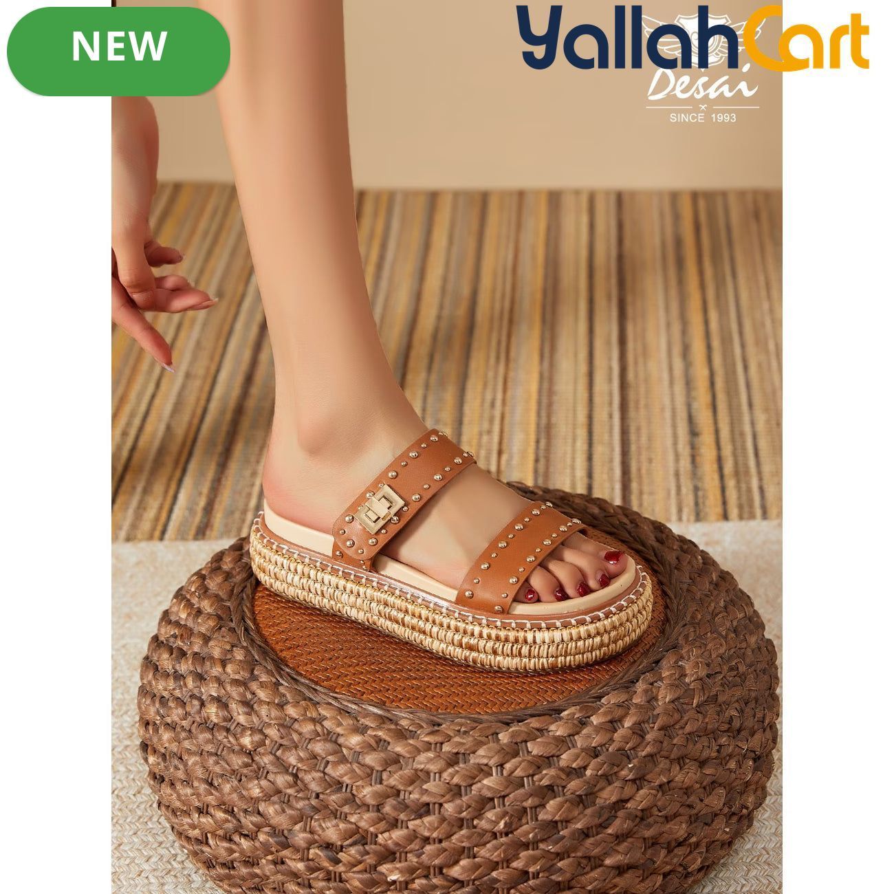 Women’s Buckle Studded Flat Sandals – Vintage Open-Toe Ankle-Strap Shoes
