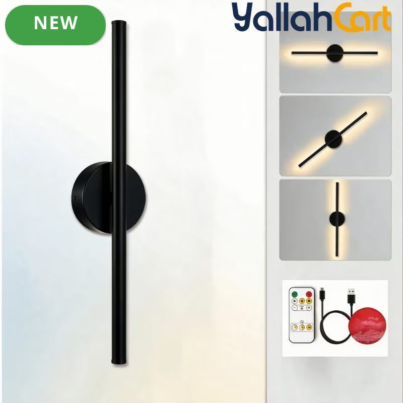 2pcs Rechargeable Wall Lamps - Black, 50cm LED Wireless Wall Sconces, Dimmable Light with Rechargeable Battery, Crystal Design, USB Powered, Modern Wall Lighting for Bedroom, Living Room & Hallway