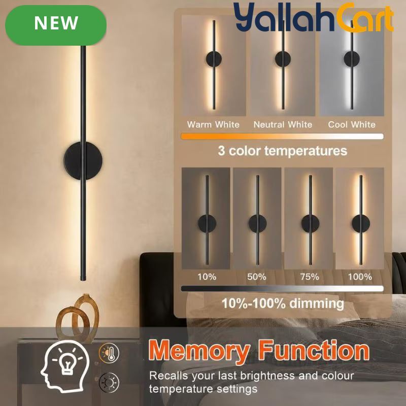 2pcs Rechargeable Wall Lamps - Black, 50cm LED Wireless Wall Sconces, Dimmable Light with Rechargeable Battery, Crystal Design, USB Powered, Modern Wall Lighting for Bedroom, Living Room & Hallway
