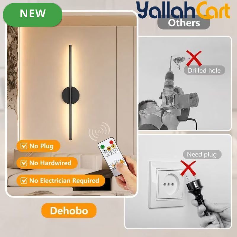 2pcs Rechargeable Wall Lamps - Black, 50cm LED Wireless Wall Sconces, Dimmable Light with Rechargeable Battery, Crystal Design, USB Powered, Modern Wall Lighting for Bedroom, Living Room & Hallway