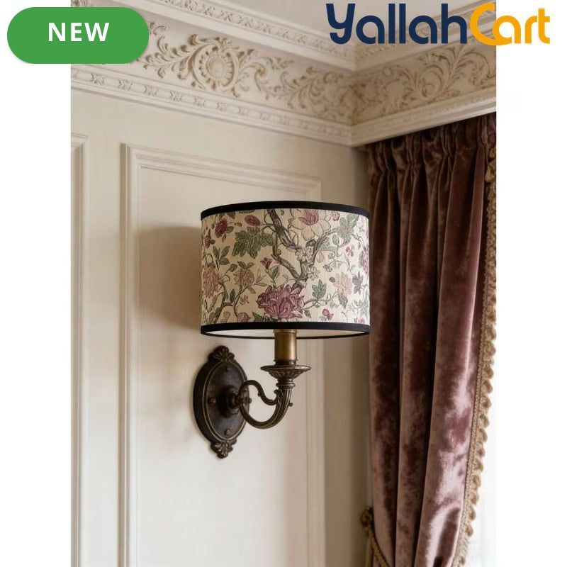 1pc Vintage Bamboo Lampshade - Apricot, Cashew Flower & Floral Plant Print, Rustic Bohemian Style, Traditional Rectangular Lamp Shade, Decorative Floor Lamp Cover for Home