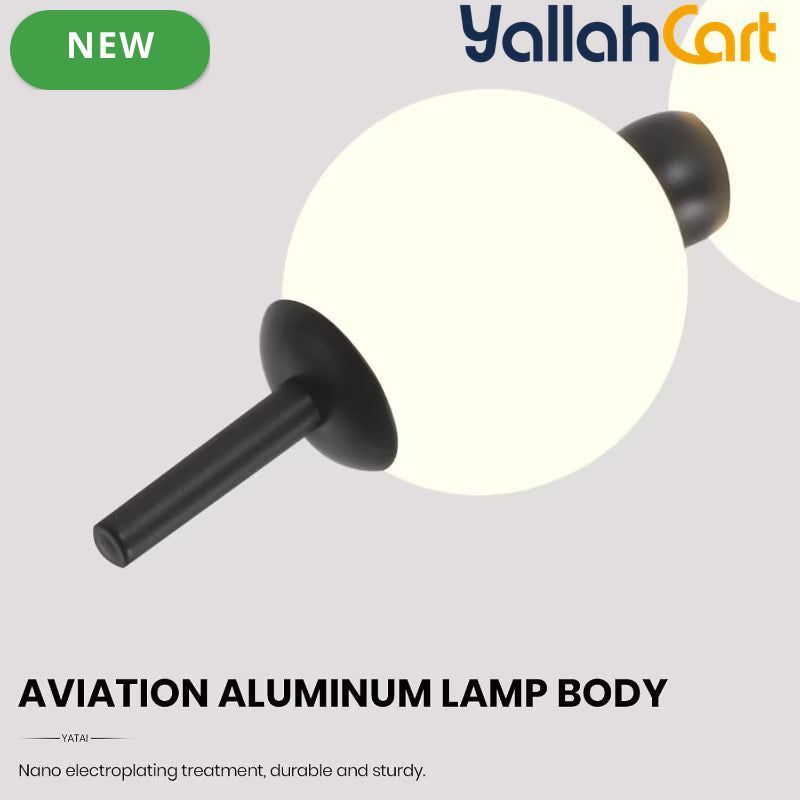 Modern Wave Shape LED Chandelier - Black & White, 18W Acrylic Ball Linear Pendant Light, Adjustable Height, Remote Dimming, 3000K-6000K, Modern Hanging Ceiling Light for Dining Room, Hall & Study
