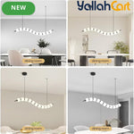 Modern Wave Shape LED Chandelier - Black & White, 18W Acrylic Ball Linear Pendant Light, Adjustable Height, Remote Dimming, 3000K-6000K, Modern Hanging Ceiling Light for Dining Room, Hall & Study
