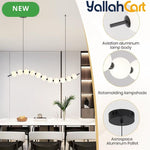 Modern Wave Shape LED Chandelier - Black & White, 18W Acrylic Ball Linear Pendant Light, Adjustable Height, Remote Dimming, 3000K-6000K, Modern Hanging Ceiling Light for Dining Room, Hall & Study