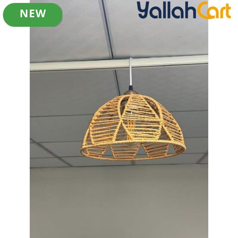 1pc Bohemian Handwoven Light Shade - Half-Circle Clip, Handmade Woven Plastic Dome Replacement Shade, Traditional Pendant Light Cover for Wall & Ceiling Fixtures, Home Decor for Living Room, Bedroom & Dining Room