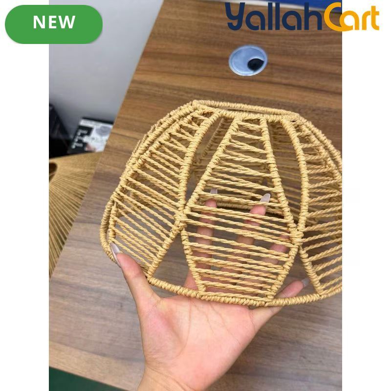 1pc Bohemian Handwoven Light Shade - Half-Circle Clip, Handmade Woven Plastic Dome Replacement Shade, Traditional Pendant Light Cover for Wall & Ceiling Fixtures, Home Decor for Living Room, Bedroom & Dining Room