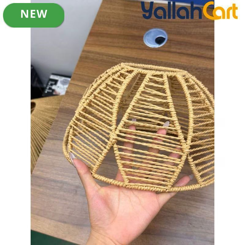 1pc Bohemian Handwoven Light Shade - Half-Circle Clip, Handmade Woven Plastic Dome Replacement Shade, Traditional Pendant Light Cover for Wall & Ceiling Fixtures, Home Decor for Living Room, Bedroom & Dining Room