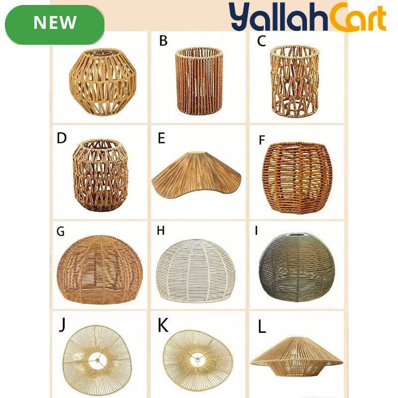 1pc Bohemian Handwoven Light Shade - Half-Circle Clip, Handmade Woven Plastic Dome Replacement Shade, Traditional Pendant Light Cover for Wall & Ceiling Fixtures, Home Decor for Living Room, Bedroom & Dining Room