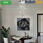 1pc Elegant Crystal Pendant Light - Clear Crystal & Brushed Metal, Modern Semi Flush Mount Ceiling Light, Wired 220-240V, Traditional Chandelier Style, Metal Shade, Suitable for Living Room, Bedroom, Kitchen, Office & Bathroom