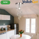 1pc Elegant Crystal Pendant Light - Clear Crystal & Brushed Metal, Modern Semi Flush Mount Ceiling Light, Wired 220-240V, Traditional Chandelier Style, Metal Shade, Suitable for Living Room, Bedroom, Kitchen, Office & Bathroom