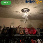 1pc Elegant Crystal Pendant Light - Clear Crystal & Brushed Metal, Modern Semi Flush Mount Ceiling Light, Wired 220-240V, Traditional Chandelier Style, Metal Shade, Suitable for Living Room, Bedroom, Kitchen, Office & Bathroom