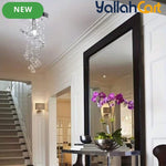 1pc Elegant Crystal Pendant Light - Clear Crystal & Brushed Metal, Modern Semi Flush Mount Ceiling Light, Wired 220-240V, Traditional Chandelier Style, Metal Shade, Suitable for Living Room, Bedroom, Kitchen, Office & Bathroom