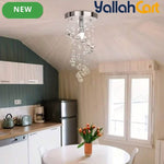 1pc Elegant Crystal Pendant Light - Clear Crystal & Brushed Metal, Modern Semi Flush Mount Ceiling Light, Wired 220-240V, Traditional Chandelier Style, Metal Shade, Suitable for Living Room, Bedroom, Kitchen, Office & Bathroom