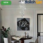 1pc Elegant Crystal Pendant Light - Clear Crystal & Brushed Metal, Modern Semi Flush Mount Ceiling Light, Wired 220-240V, Traditional Chandelier Style, Metal Shade, Suitable for Living Room, Bedroom, Kitchen, Office & Bathroom