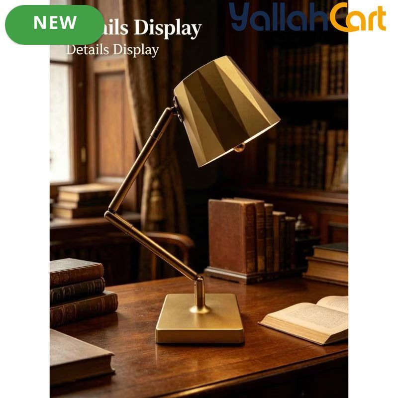 1pc Vintage-Style Adjustable Desk Lamp - Multicolor & Golden, 3 Color Temperature Settings, USB Rechargeable, Adjustable Brightness, Touch Control, Modern Table Lamp for Bedroom, Office & Study