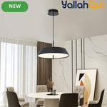 Modern Black LED Pendant Light - 36W, 3-Tier Dimmable Color Temperature 3000K/4000K/6000K, Remote Control, Adjustable Height, 40cm Round Dome Ceiling Light, Semi Flush Mount Fixture for Dining Room, Kitchen Island, Hall & Study