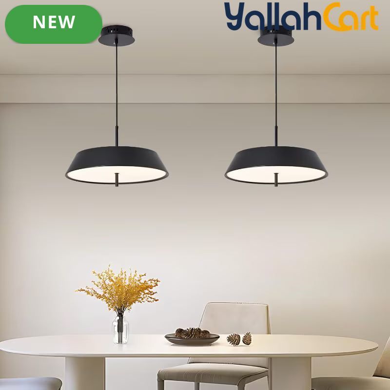 Modern Black LED Pendant Light - 36W, 3-Tier Dimmable Color Temperature 3000K/4000K/6000K, Remote Control, Adjustable Height, 40cm Round Dome Ceiling Light, Semi Flush Mount Fixture for Dining Room, Kitchen Island, Hall & Study